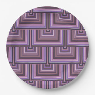 Mauve stripes square scales pattern paper plate
