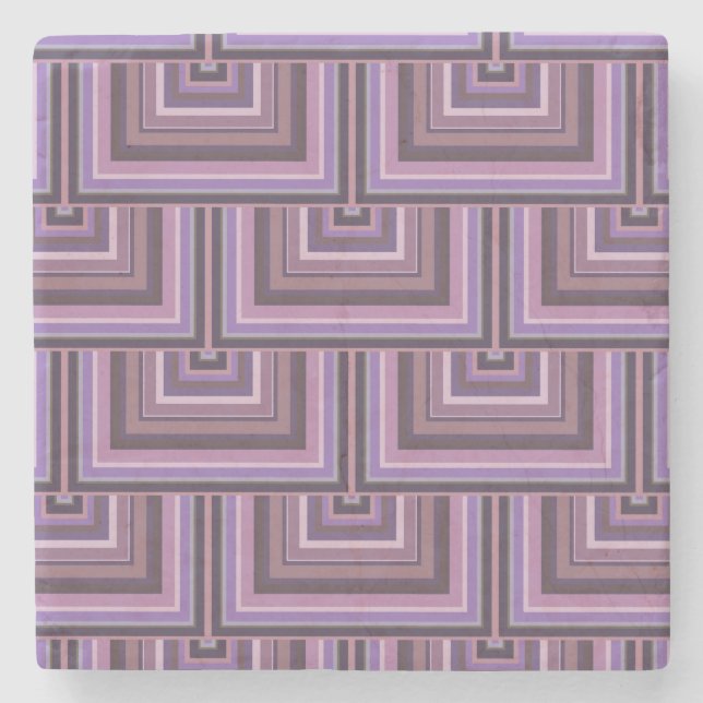Mauve stripes square scales pattern stone coaster (Front)