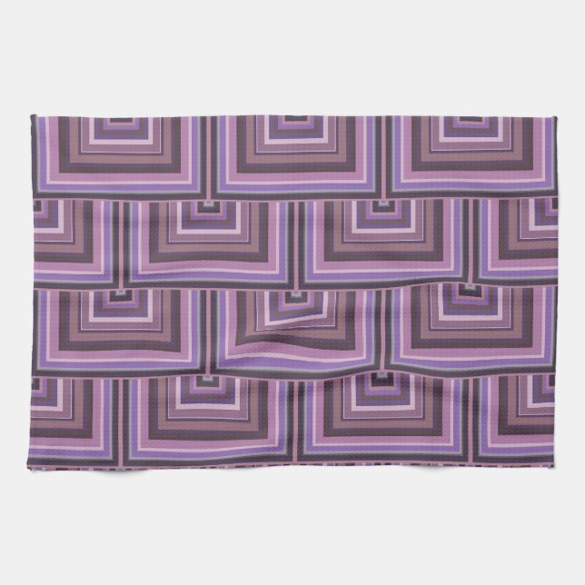 Mauve stripes square scales pattern tea towel (Horizontal)