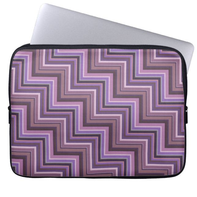 Mauve stripes stairs laptop sleeve (Front)