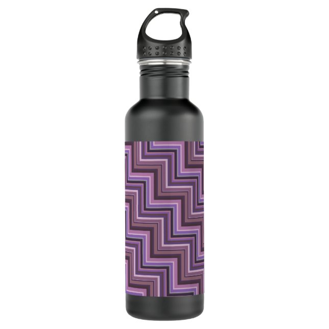 Mauve stripes stairs pattern 710 ml water bottle (Front)