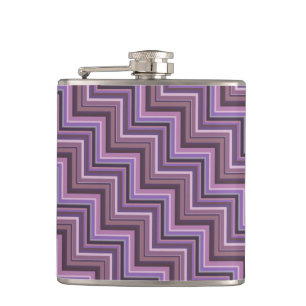 Mauve stripes stairs pattern hip flask