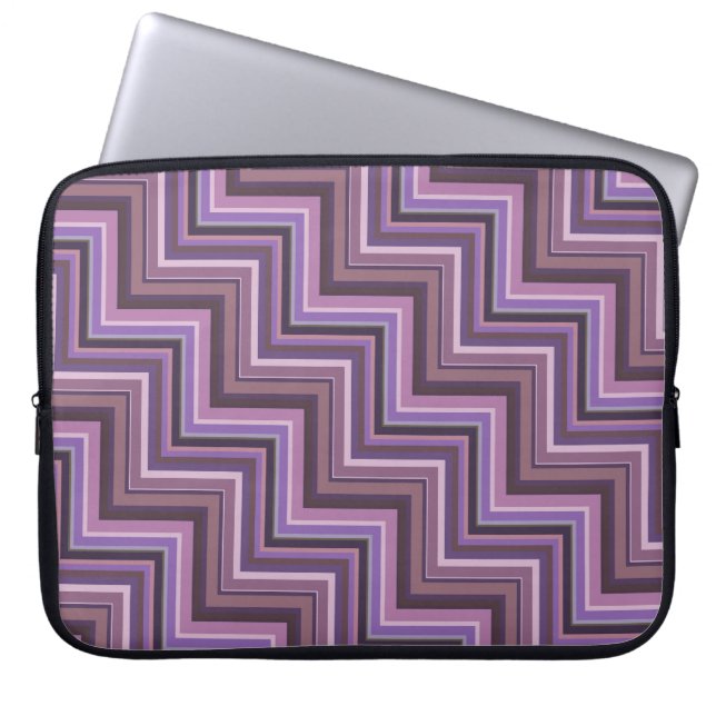 Mauve stripes stairs pattern laptop sleeve (Front)