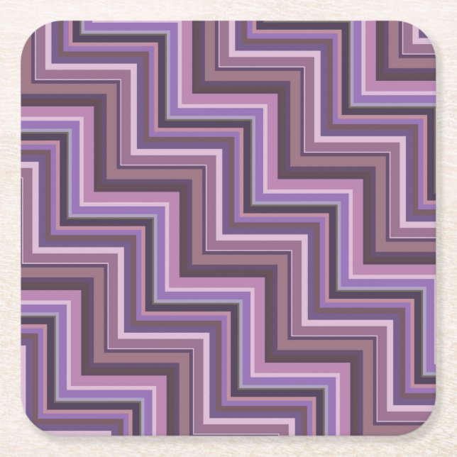 Mauve stripes stairs pattern square paper coaster (Front)