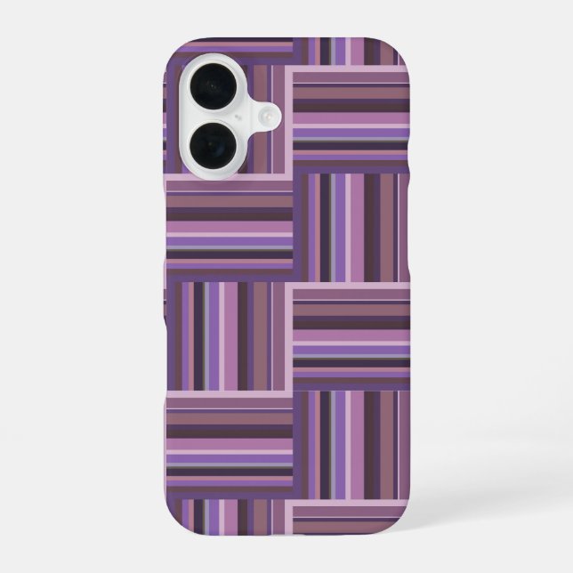 Mauve stripes weave pattern iPhone 16 case (Back)