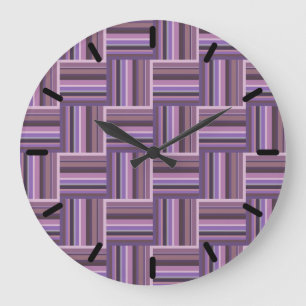 Mauve stripes weave pattern large clock