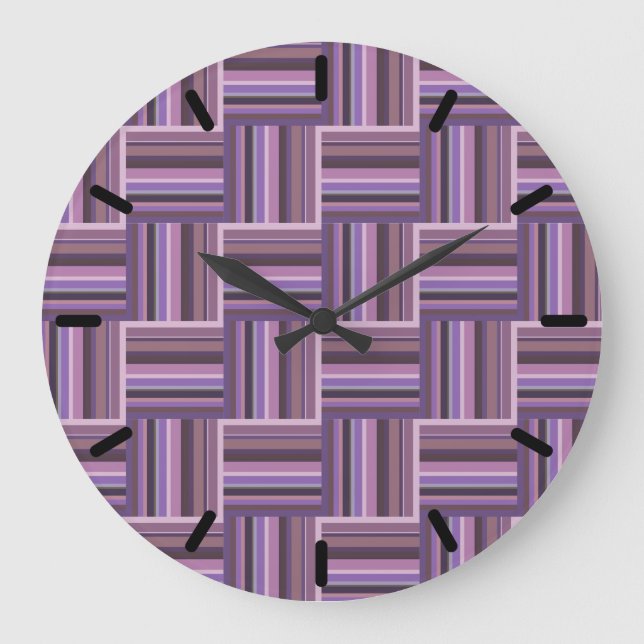 Mauve stripes weave pattern large clock (Front)