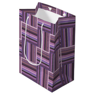 Mauve stripes weave pattern medium gift bag