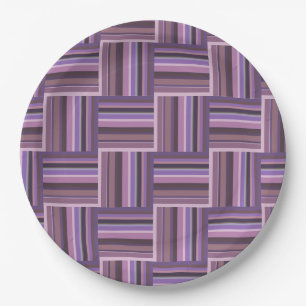 Mauve stripes weave pattern paper plate