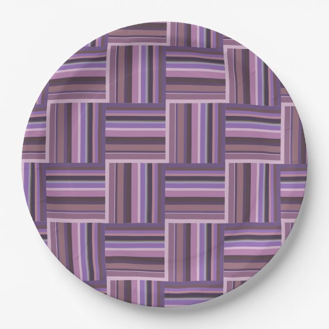 Mauve stripes weave pattern paper plate (Front)