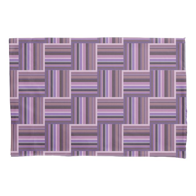 Mauve stripes weave pattern pillowcase (Front)