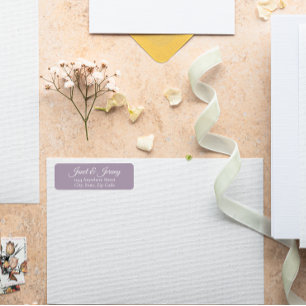 Mauve Stylised Names Wedding Return Address Label