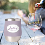 Mauve Stylised Wedding Groomsman Name<br><div class="desc">Gift your wedding groomsman with this trendy and personalised,  stainless steel wine tumbler with his name in stylised script inside a white,  oval design. Background colour and script is mauve. Perfect for a bachelor party as well! Personalise your wine tumbler by editing and replacing name with desired name.</div>