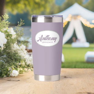 Mauve Stylised Wedding Groomsman Name Insulated Tumbler