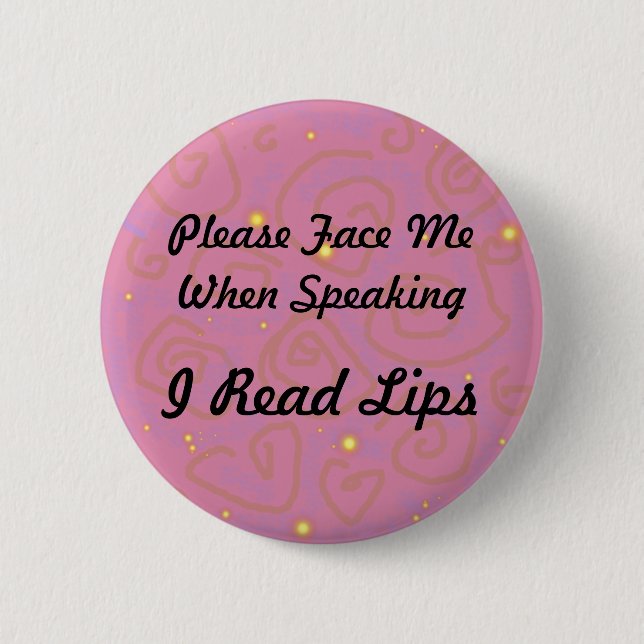 Mauve Swirl Hearing Loss Button (Front)