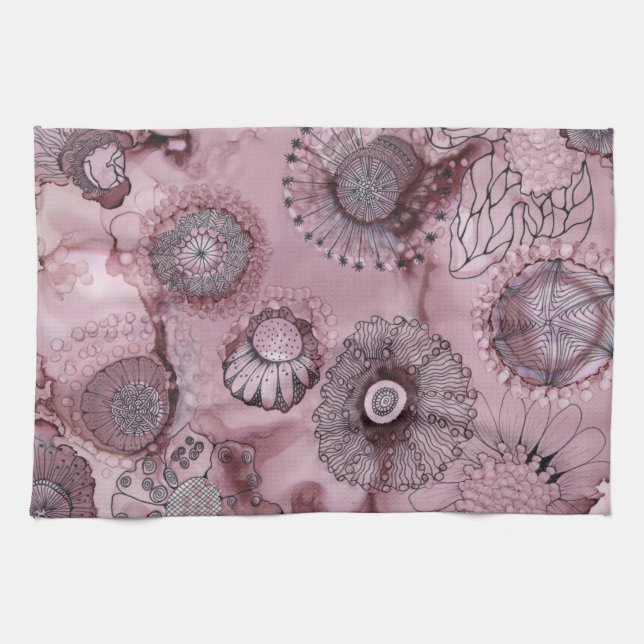 Mauve Swirly Kitchen Towel (Horizontal)