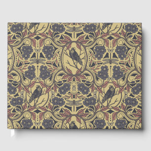 Mauve, Tan & Grey Crow & Dragonfly Floral Guest Book