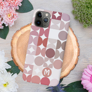  Mauve Taupe Blush Pink Midcentury Circles Pattern iPhone 13 Pro Case