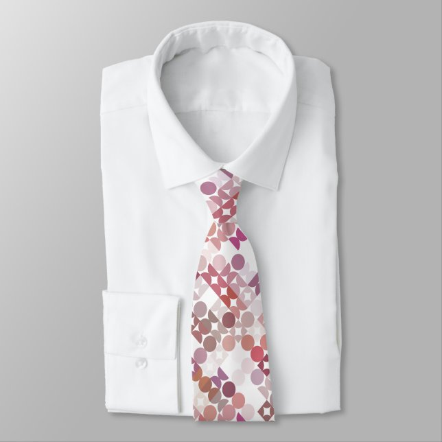 Mauve Taupe Dusty Blush Pink Retro Art Pattern Tie (Tied)