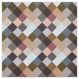 Mauve Taupe Grey Slate Blue Squares Mosaic Pattern Fabric