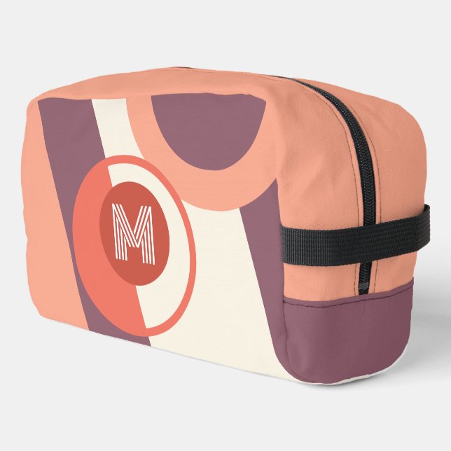 Mauve Taupe Peach Orange Coral Red Retro Shapes Dopp Kit (Left Corner)