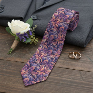 Mauve Taupe Pink Violet Purple Paisley Pattern Tie