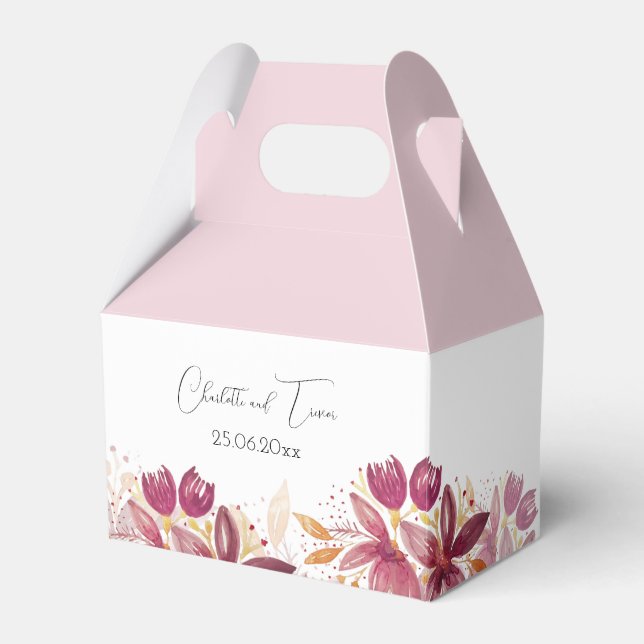 Mauve Terracotta Blush Floral Elegant Favour Box (Front Side)