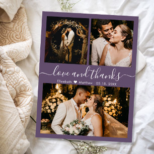 Mauve Thanks Photo Collage Wedding Thank You Postcard