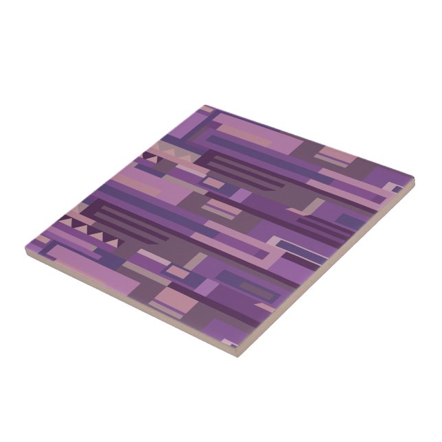 Mauve tones abstract geometric random pattern ceramic tile (Side)