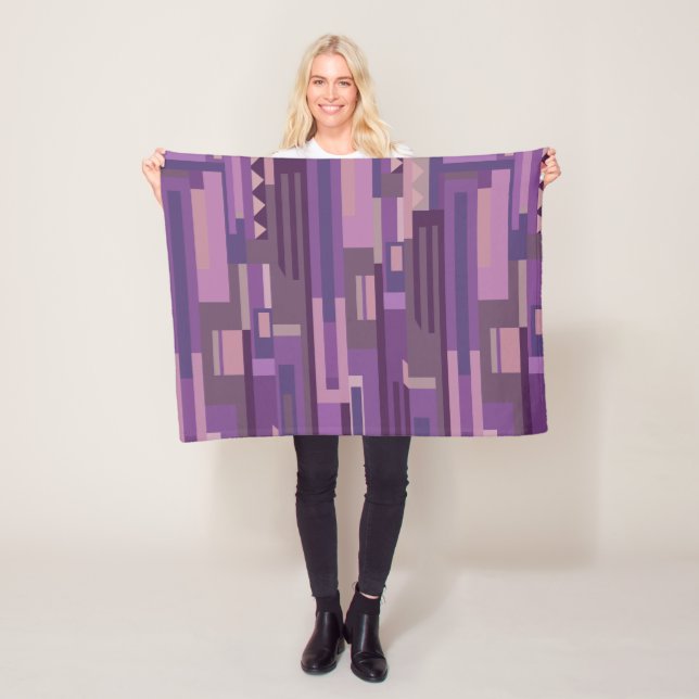 Mauve tones abstract pattern geometric shapes fleece blanket (In Situ)