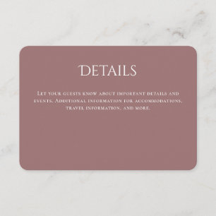Mauve Typography Curved Wedding Details Enclosure Card