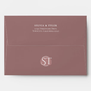Mauve Typography Monogram Wedding Envelope