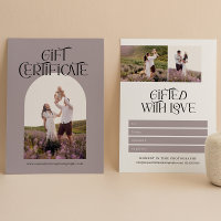 Mauve Typography Photography Gift Certificate