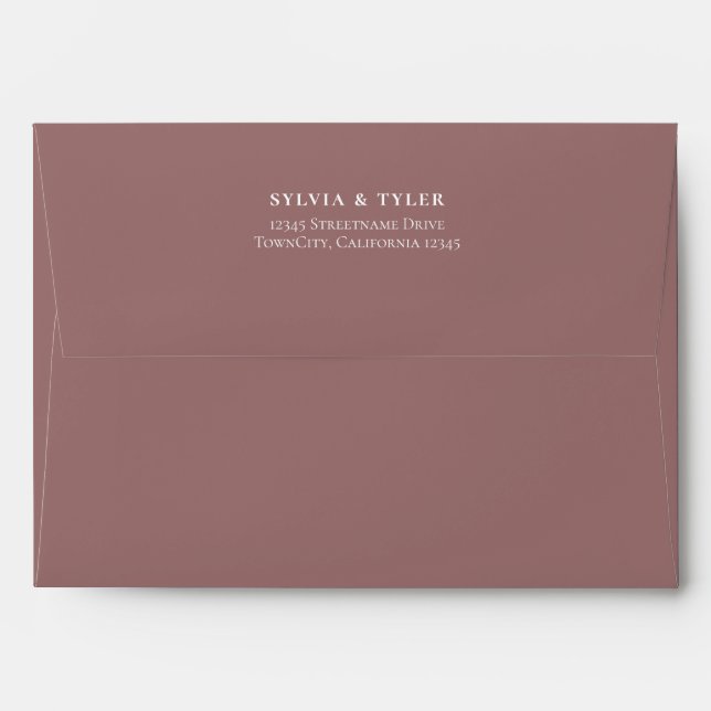 Mauve Typography Wedding Envelope (Back (Top Flap))