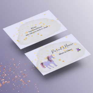 Mauve Unicorn and Gold Stars Business Card