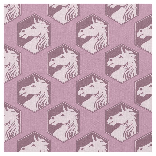 Mauve Unicorn Hexagon Pattern Fabric (Close Up)