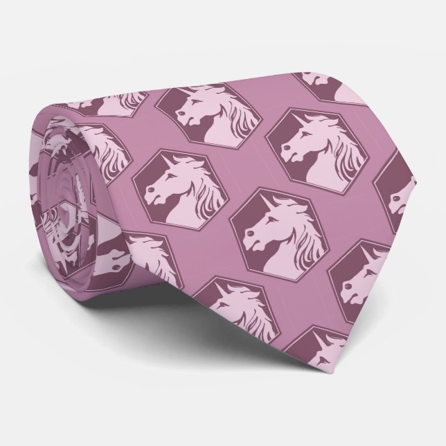 Mauve Unicorn Hexagon Pattern Tie (Rolled)