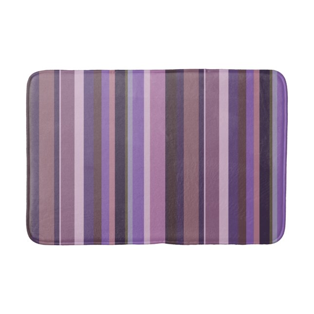 Mauve vertical stripes bath mat (Front)