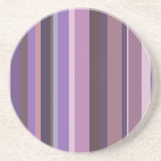 Mauve vertical stripes coaster (Front)