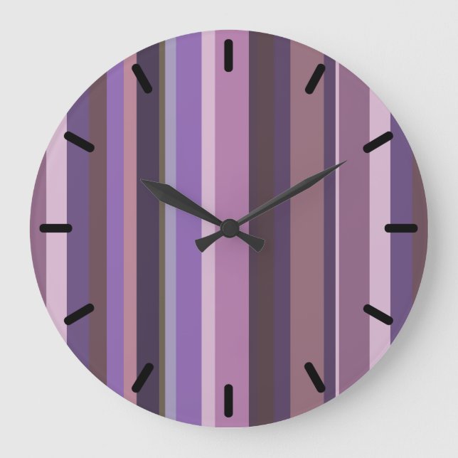 Mauve vertical stripes large clock (Front)