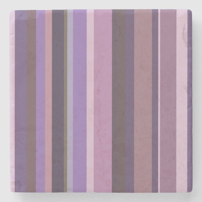 Mauve vertical stripes stone coaster (Front)