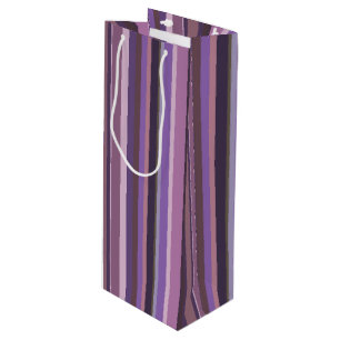 Mauve vertical stripes wine gift bag
