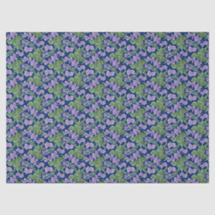 Mauve Violets on Navy Floral Custom Tissue Paper