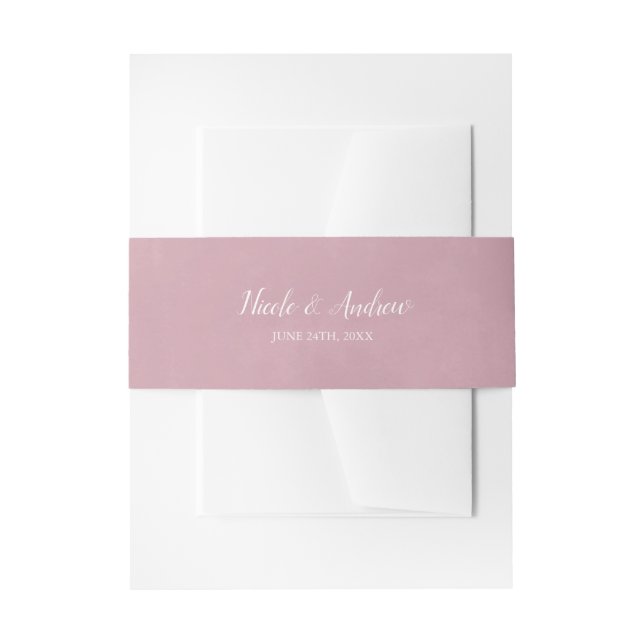 Mauve Watercolor Personalised Wedding Invitation Belly Band (Front Example)