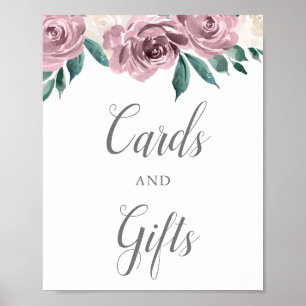 Mauve Watercolor Roses Floral Cards & Gifts Poster