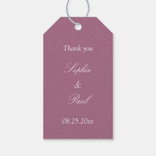 Mauve Wedding Favour Thank You Gift Tags