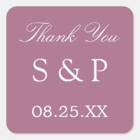 Mauve Wedding Favour Thank You Sticker