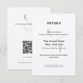 Mauve Wedding Hotel Details Card | QR