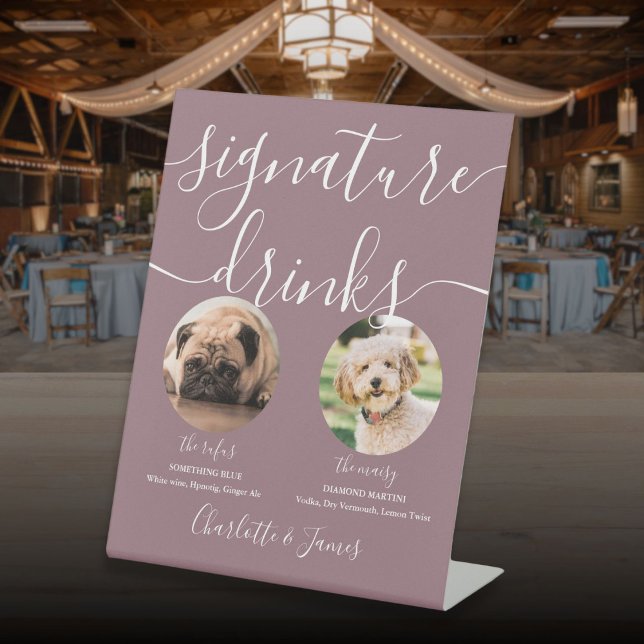 Mauve Wedding Pet Dog Signature Drinks Pedestal Sign (Mauve Wedding Pet Dog Signature Drinks Pedestal Sign)
