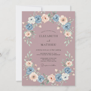 Mauve Whimsical Spring Wedding Invitation